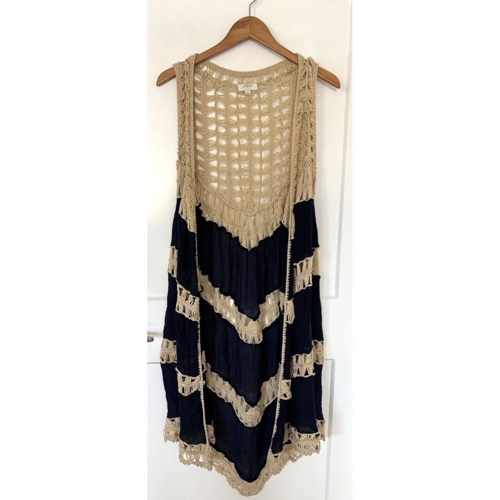UMGEE Crochet Vest Top Boho Pheobe Hippie Duster Open Knit Country Cowgirl- Sz L